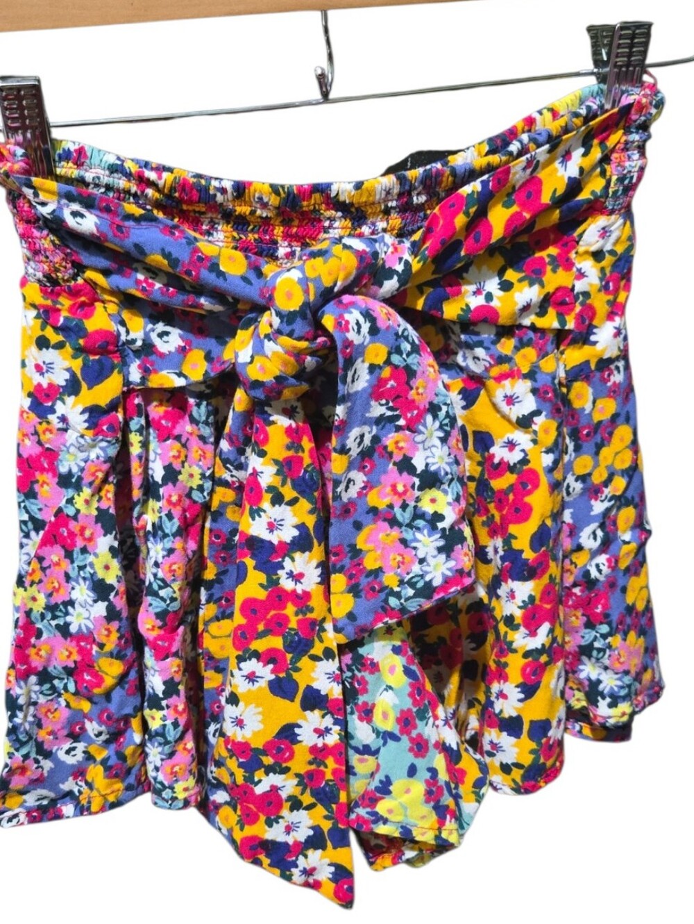 Patrons of Peace Floral Paperbag Tie Waist Shorts Women's Medium Boho Rayon